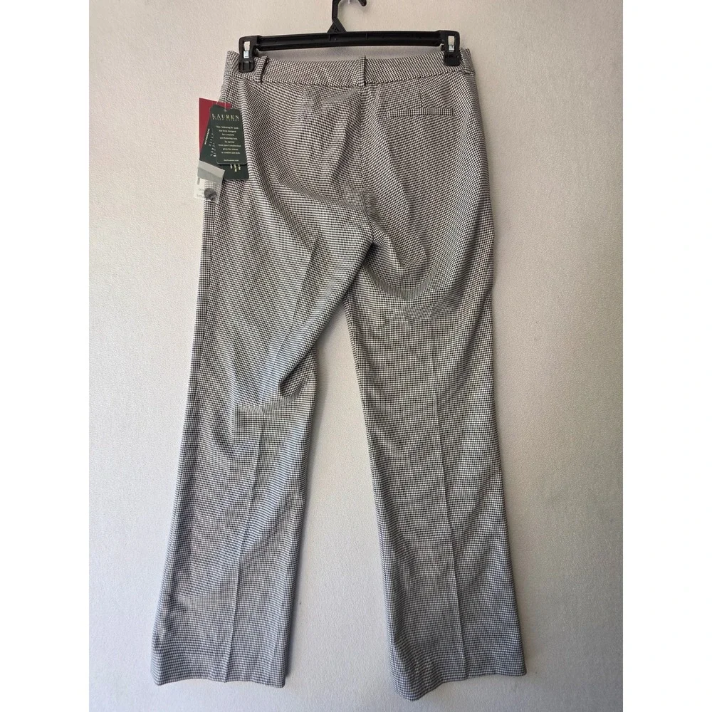 Lauren Ralph Lauren Petite 8P Pants Black White Houndstooth Wide Leg TrousersNWT